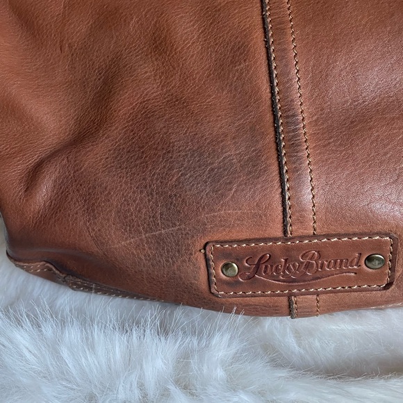 Lucky Brand Brown Leather Boho Shoulder Crossbody Bag with Tassels - Picture 6 of 16